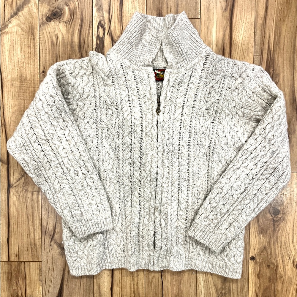 Alps Vintage Wool Zip Up Cardigan Preppy Fisherman Old Money